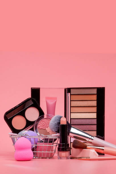 istock Makeup cosmetics such as eyeshadows, lipstick, mascara and makeup accessories. Makeup cosmetics sale concept. 1536821279