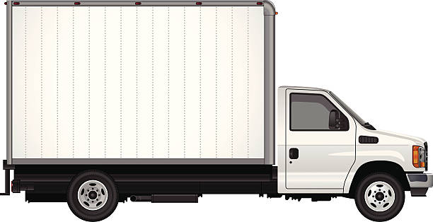 illustrazioni stock, clip art, cartoni animati e icone di tendenza di vuoto cubo van vettoriale - moving van truck delivery van van