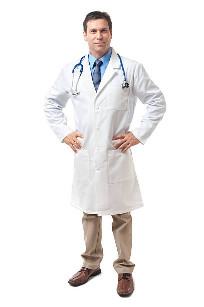 istock Doctor with Lab Coat and Stethoscope Isolated on White Background 153684635