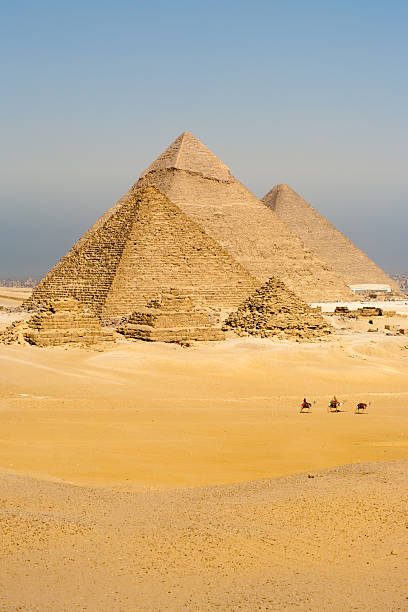 istock Camels Line Walk Pyramids All Vertical 153685660