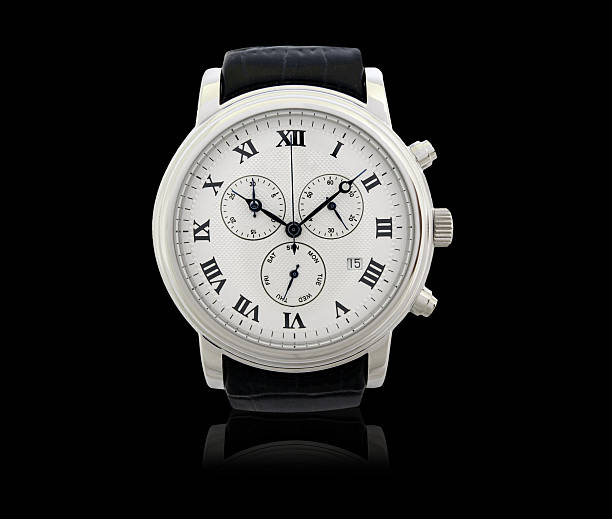 istock Luxury wrist watch on black with reflection 153686018