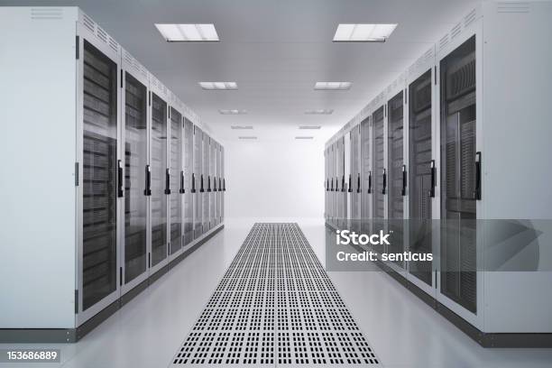 Server Racks Airconditioned Room Stock Photo - Download Image Now - Technology, Black And White, Server Room