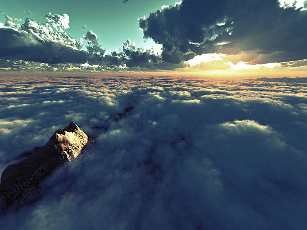 beautiful view above clouds stock photo