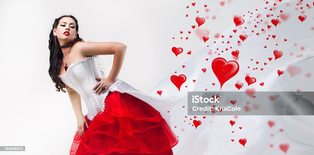 beautiful brunette and hearts beautiful brunette and hearts, day of st.Valentine Abstract Stock Photo