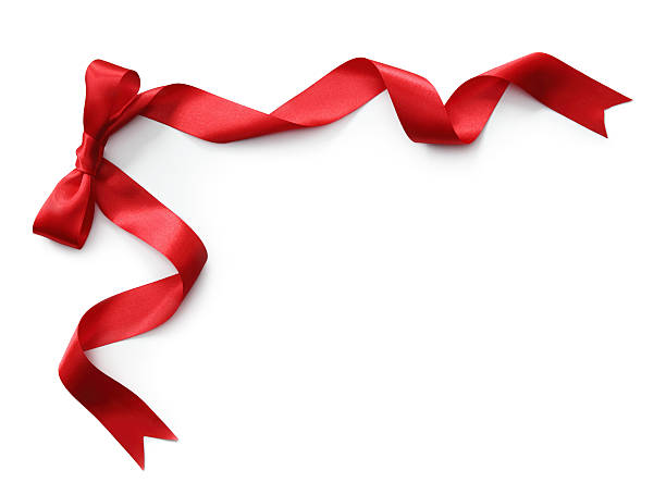 istock Red satin ribbon with bow 153688300