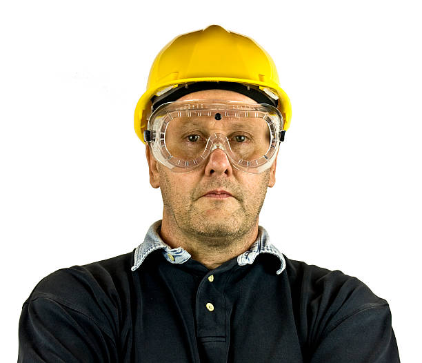 Hard hat goggles stock photo