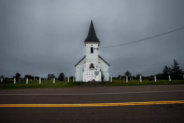 Small white church, on west coast of Prince Edward Island, plaque says \