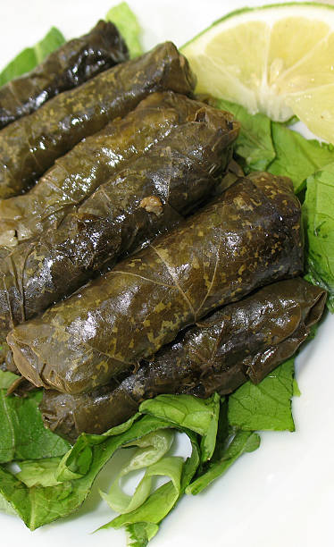 istock Stuffed Vine Leaves Platter on White 153690025