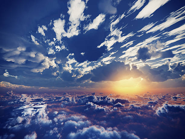 beautiful view above clouds stock photo