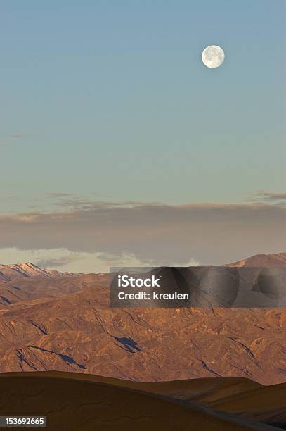 Sun And Moon Rise Over Death Valley Stock Photo - Download Image Now - Blue, California, Cloud - Sky