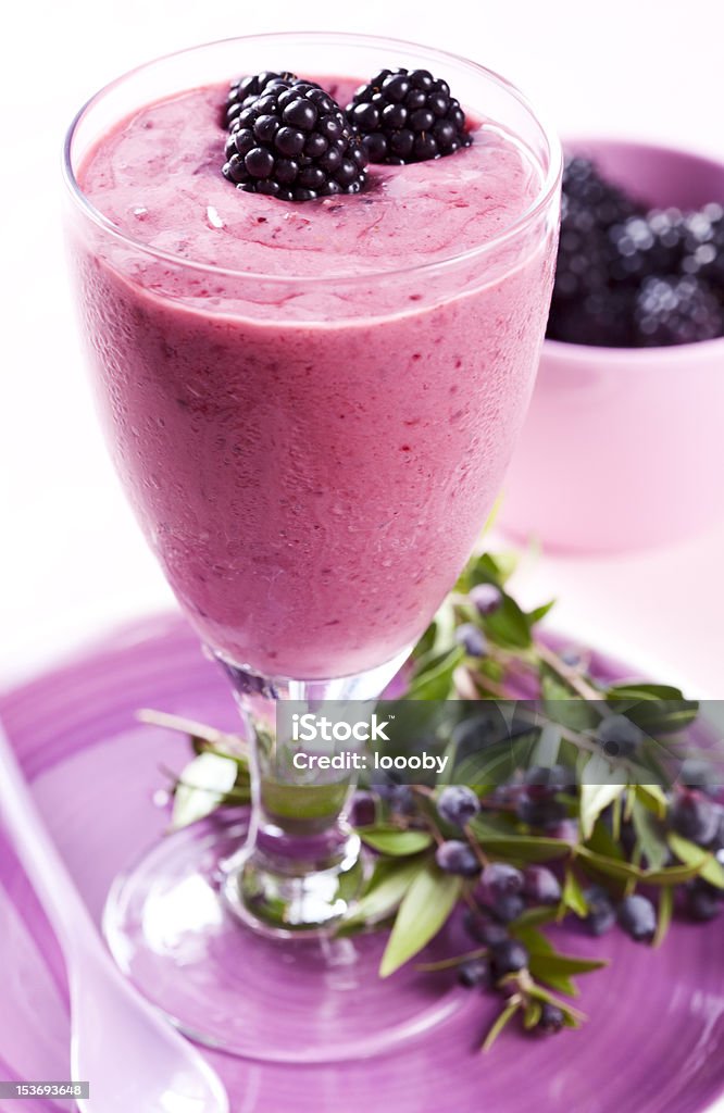 blackberry smoothie delicious fruit smoothie with berries and youghurt Berry Stock Photo