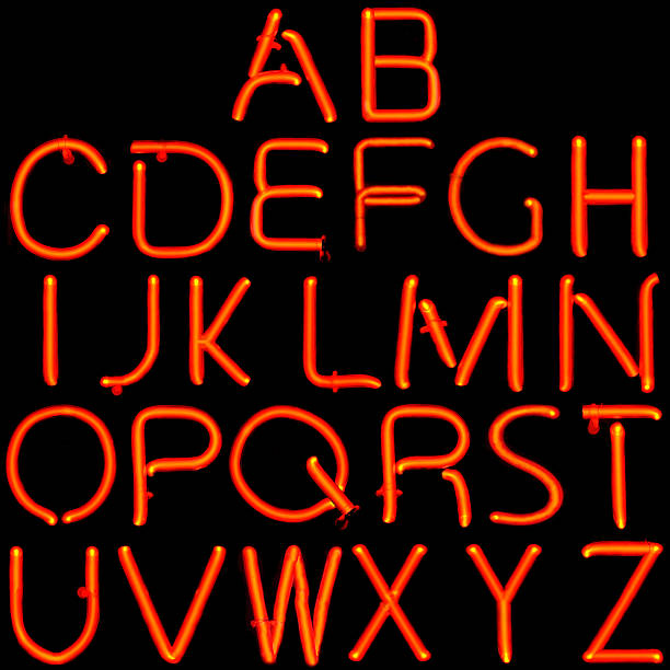 Red Neon Latin Alphabet stock photo