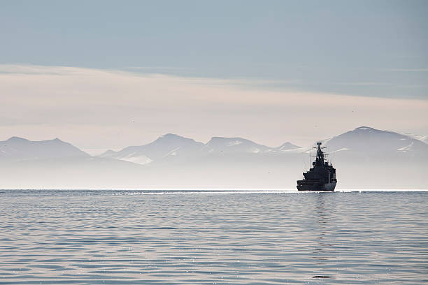 istock Ship on a calm sea in Svalbard islands, Norway 153694332