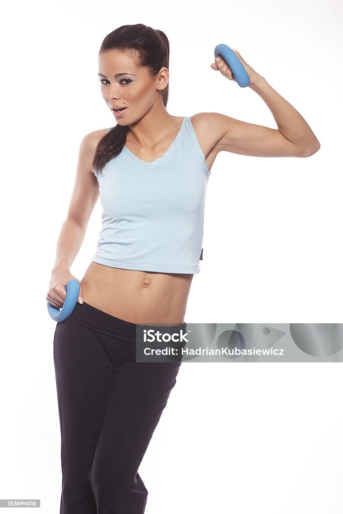 fitness and exercising Young beautiful woman during fitness time and exercising Abdomen Stock Photo