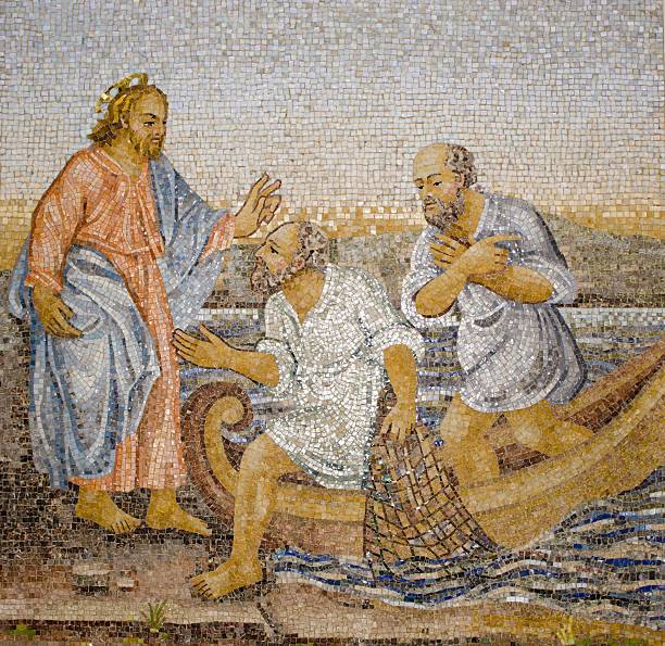 Rome - miracle fishing mosaic from Vatican Rome - miracle fishing mosaic from Vatican - st. Peters basilica peter the apostle stock pictures, royalty-free photos & images