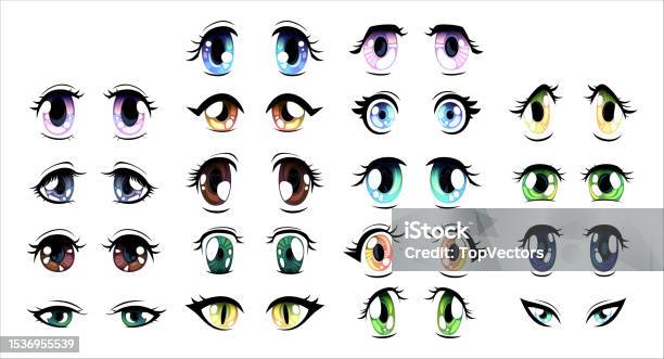 Group Of Young People Faces Anime Style Characters Stock Illustration -  Download Image Now - Manga Style, Eye, Cartoon - iStock