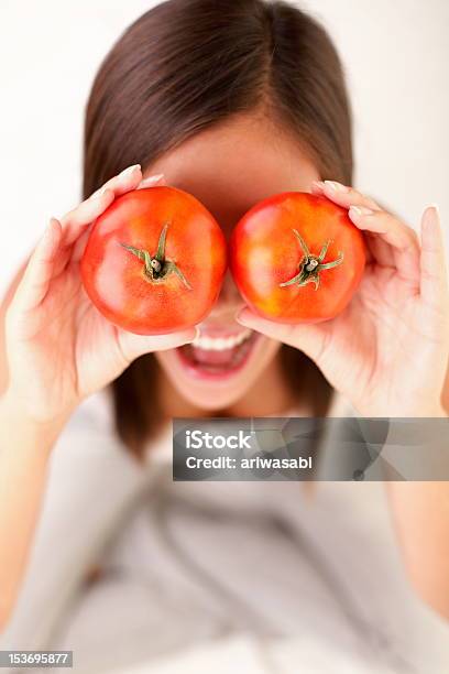 Tomatoes Woman Stock Photo - Download Image Now - Humor, One Woman Only, Tomato