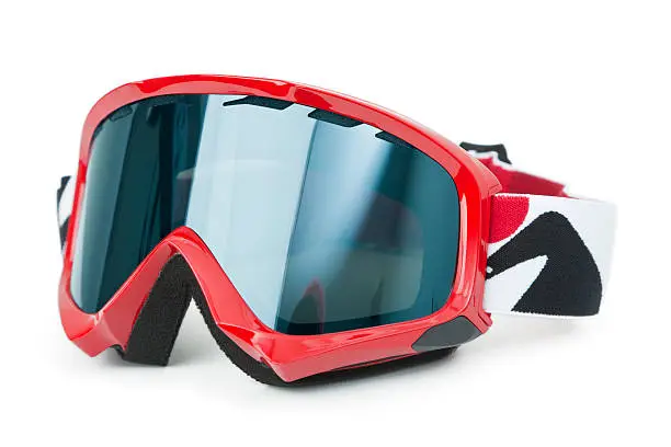 Brand new ski goggles isolated on white background