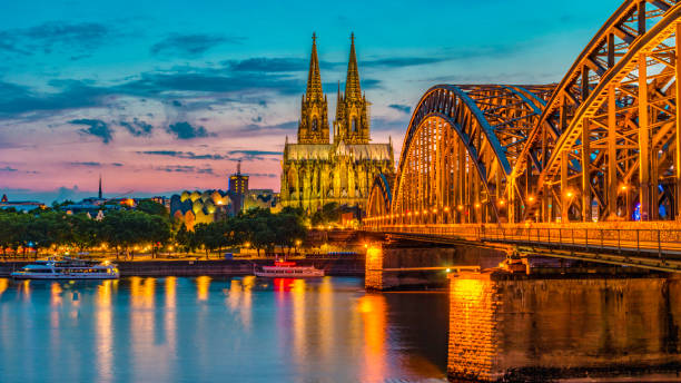 istock Cologne Koln Germany during sunset, Cologne bridge with cathedral 1536962657