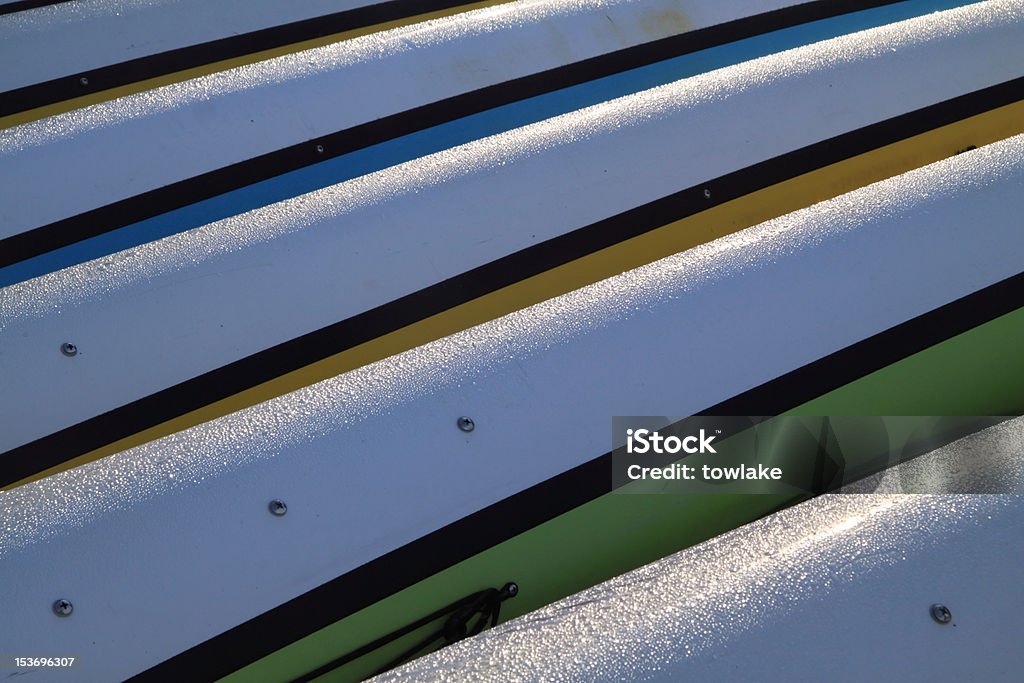 morning dew on kayaks partial shot of some kayaks early in the morning Abstract Stock Photo