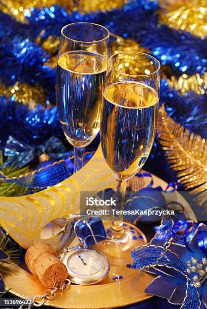 Champagne For New Year Stock Photo - Download Image Now - Champagne, Party - Social Event, Ribbon - Sewing Item