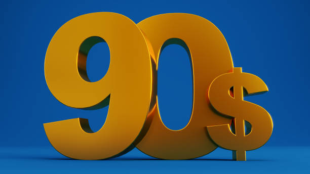 istock gold ninety dollars on blue background, golden 90 dollars 1536971967