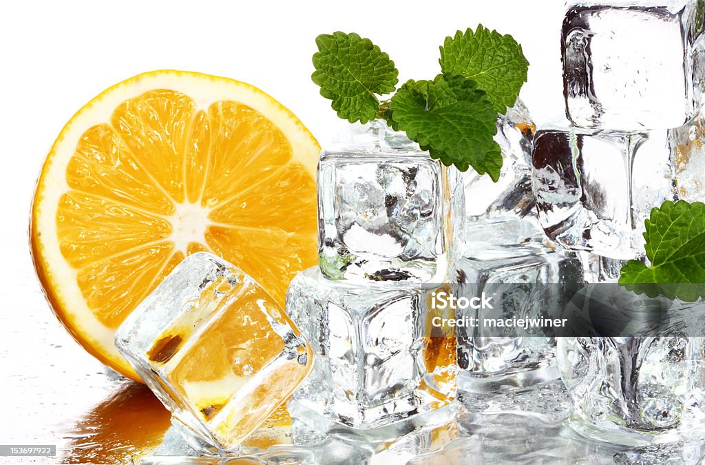 lemon and ice cubes Citrus Fruit Stock Photo