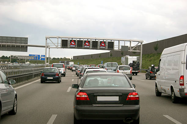 STAU - Traffic jam on a german highway stock photo