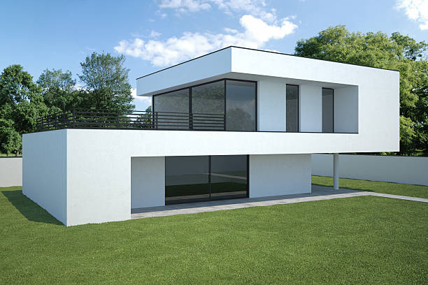 istock modern house - exterior with lawn 153698641