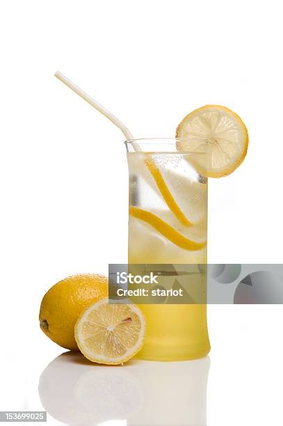 Sparkling Mineral Water With Lemon Isolated On White Background Stock Photo - Download Image Now