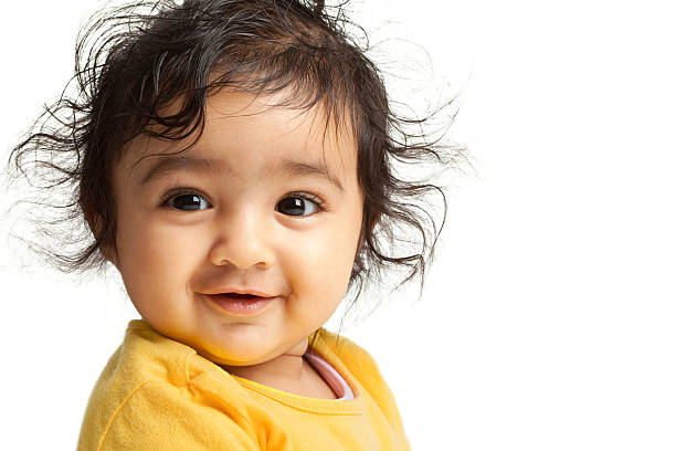 Smiling Baby Girl, isolated, White stock photo