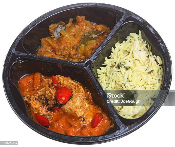 Ollas El Curry De La India Comida Foto de stock y más banco de imágenes de Alimento - Alimento, Arroz - Comida básica, Bandeja