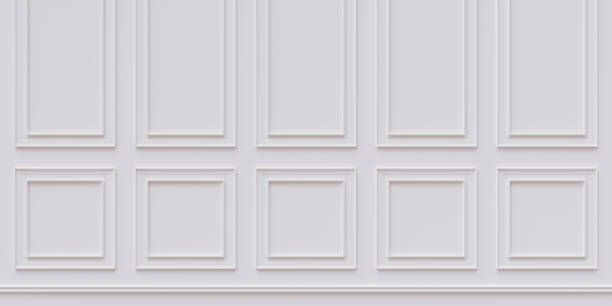 Wall beadboard wood decoration. Classic white wainscot Retro wooden panel background.