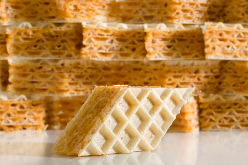 Close-up image of a waffle cookie