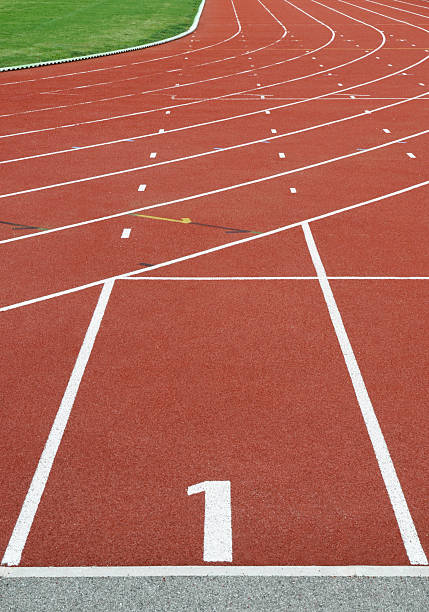 Run Course Round Finish Line On Red Running Track Stock Photos, Pictures & Royalty-Free ...