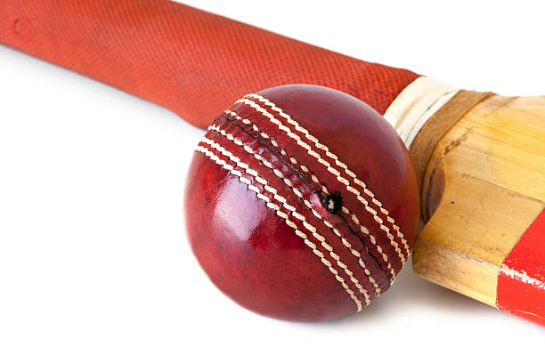istock Cricket Ball and Bat over White 153700816