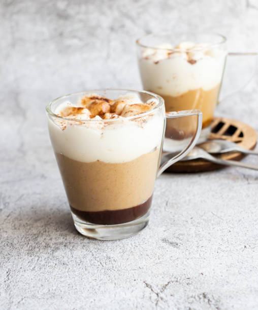 istock Coffee dessert. On a gray background. 1537010822