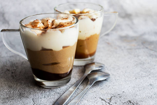 istock Coffee dessert. On a gray background. 1537010827