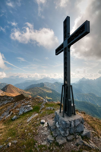 Cross on High over Zermula, a Julian Italian alps stock photo