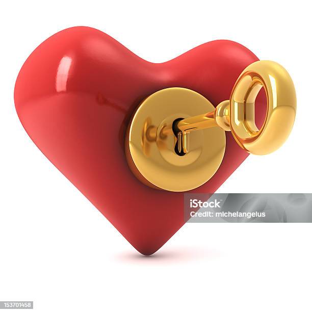 Key Of The Heart Stock Photo - Download Image Now - Concepts, Concepts & Topics, Cut Out