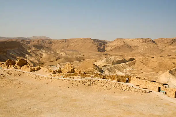 Masada remnant a view towards Judean Mountains