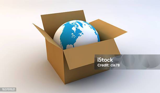 Welt In Einen Pappkarton Stockfoto und mehr Bilder von Amerikanische Kontinente und Regionen - Amerikanische Kontinente und Regionen, Behälter, Dienstleistung