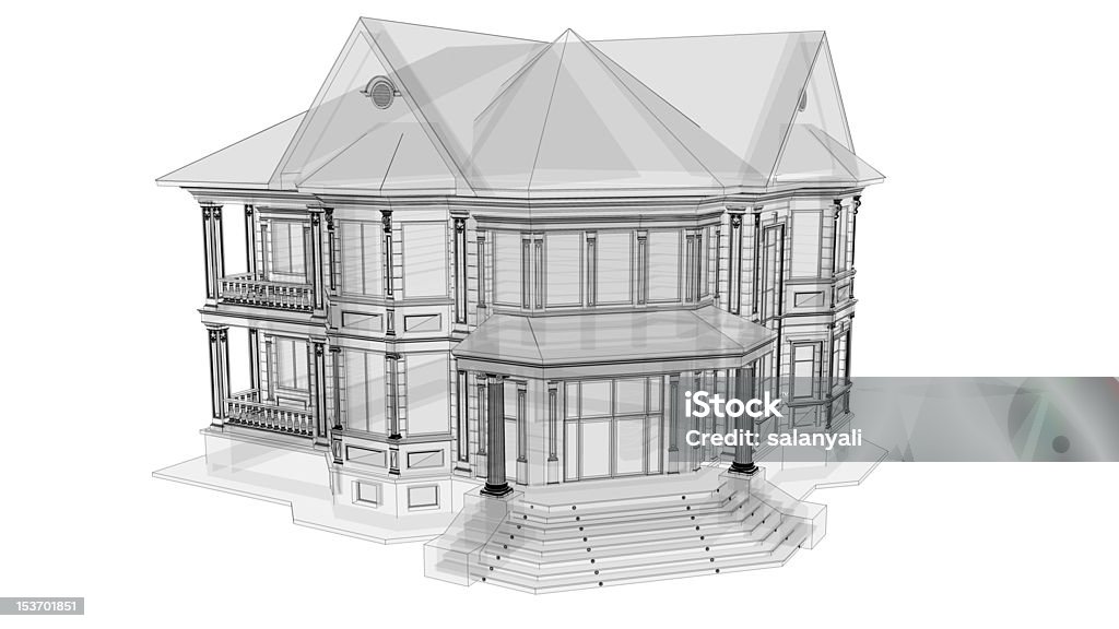 Casa de arquitetura em modelo de arames - Royalty-free Casa Foto de stock