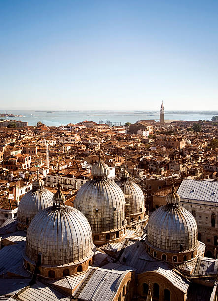 Venice,  aerial view with Saint Mark Cathedral in the foreground