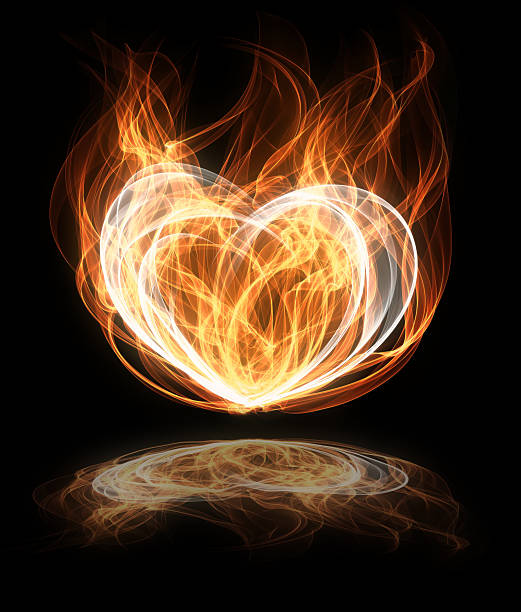 heart in flames stock photo