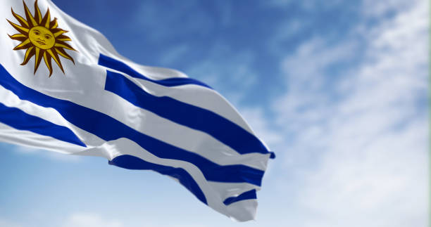 istock Uruguay national flag fluttering in the wind on a sunny day 1537032368