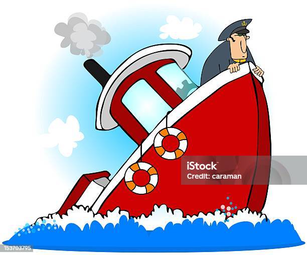 Capitano Di Una Nave Che Stava Affondando - Immagini vettoriali stock e altre immagini di Affondare - Affondare, Capitano, Natante industriale