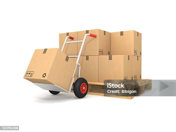 Pallet With Cardboard Boxes Stock Photo - Download Image Now - Box - Container, Cardboard, Cardboard Box
