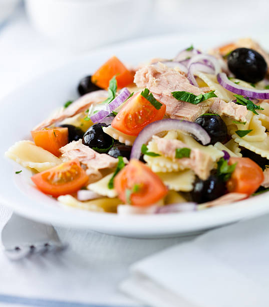 istock Mediterranean pasta salad with tuna and olives 153704405