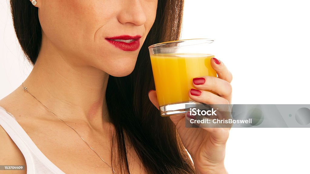 Saudável beber sumo de laranja consumidos por Mulher bonita - Royalty-free Adulto Foto de stock